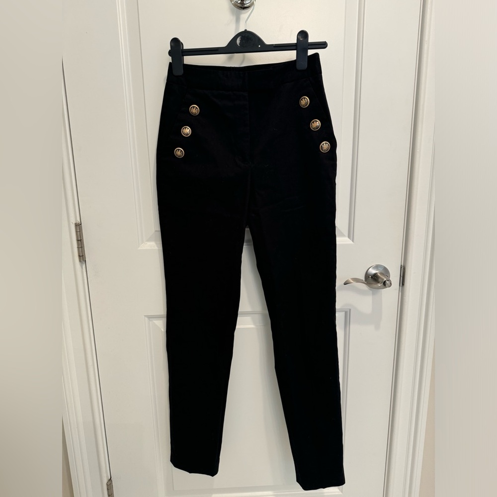 New Zara black pants gold buttons size XS fitted high waisted